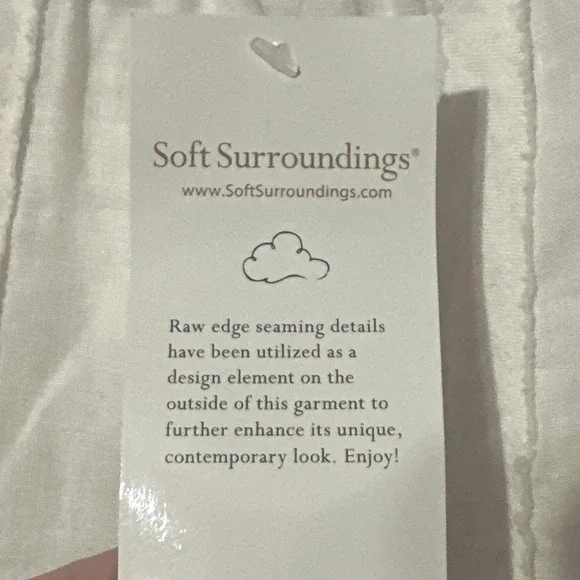 Soft Surroundings Linen Skirt Raw Hem Lined Bohemian Church Minimalist White New - Picture 12 of 12